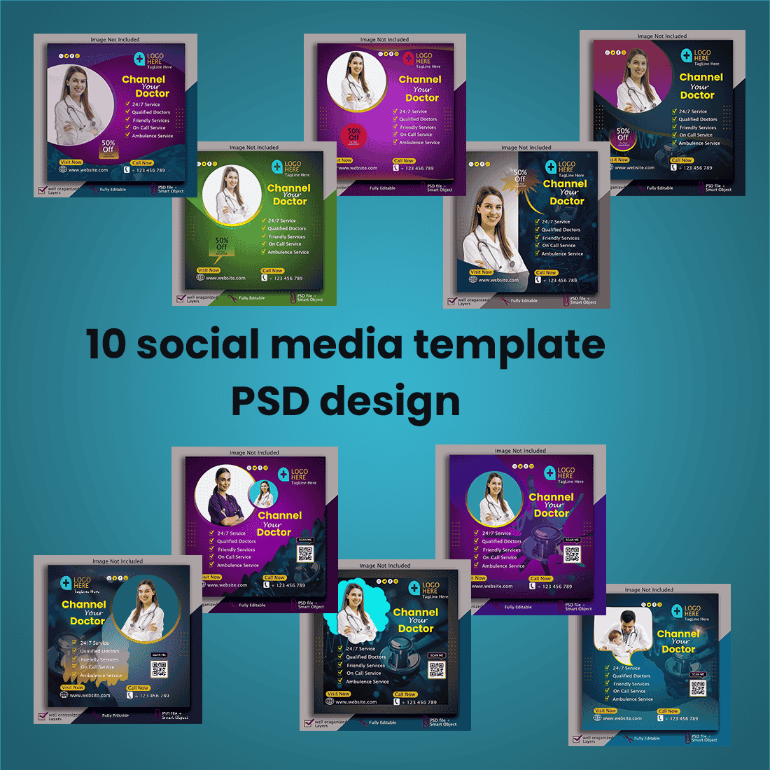 fully editable medical template PSD cover image.