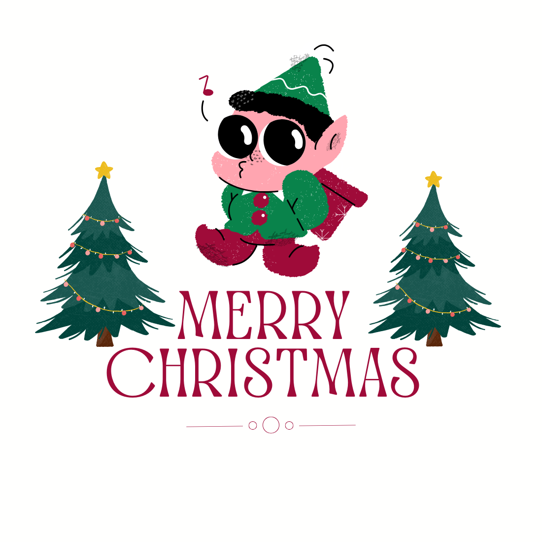 Red Simple Merry Christmas T-Shirt cover image.