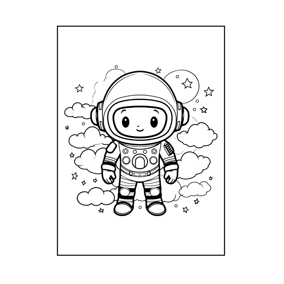 50 amazing space coloring book pages preview image.