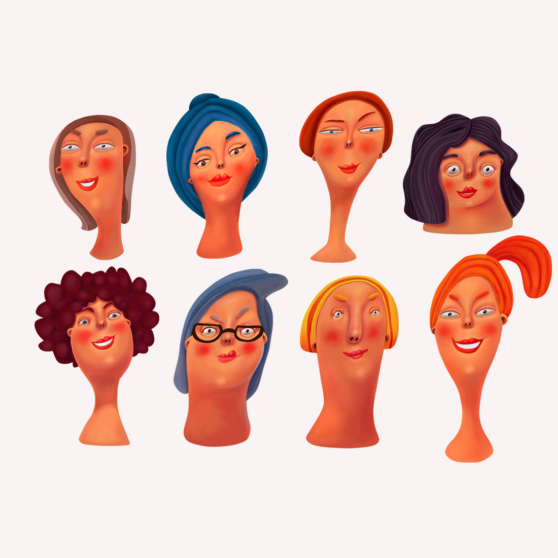 Womens faces preview image.