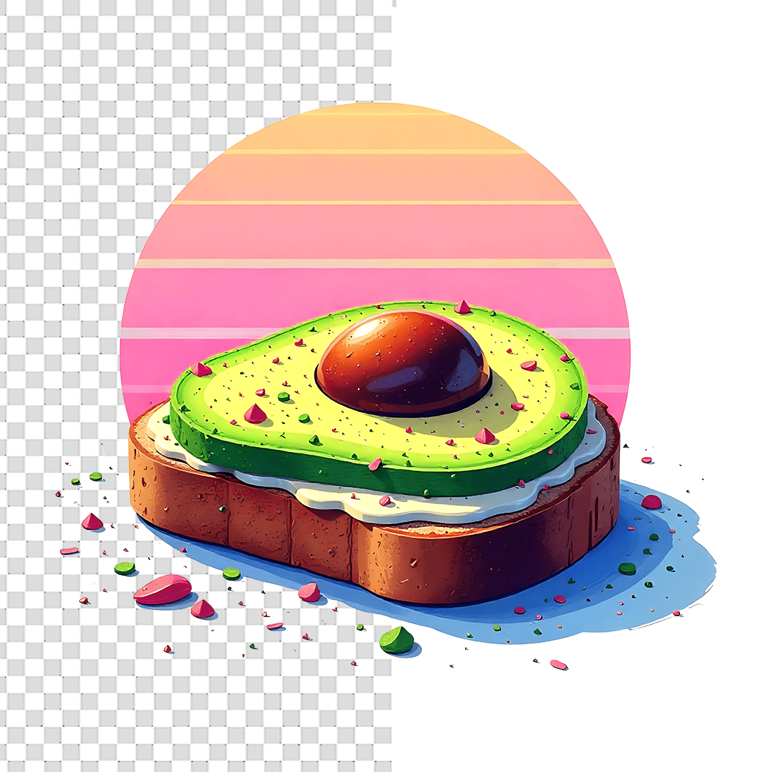 Retro Avocado Toast T-Shirt Design Bundle preview image.