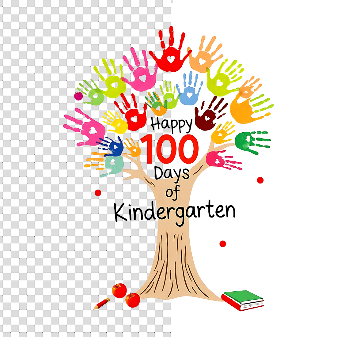 Watercolor Kindergarten 100 Days T-Shirt Design Bundle preview image.