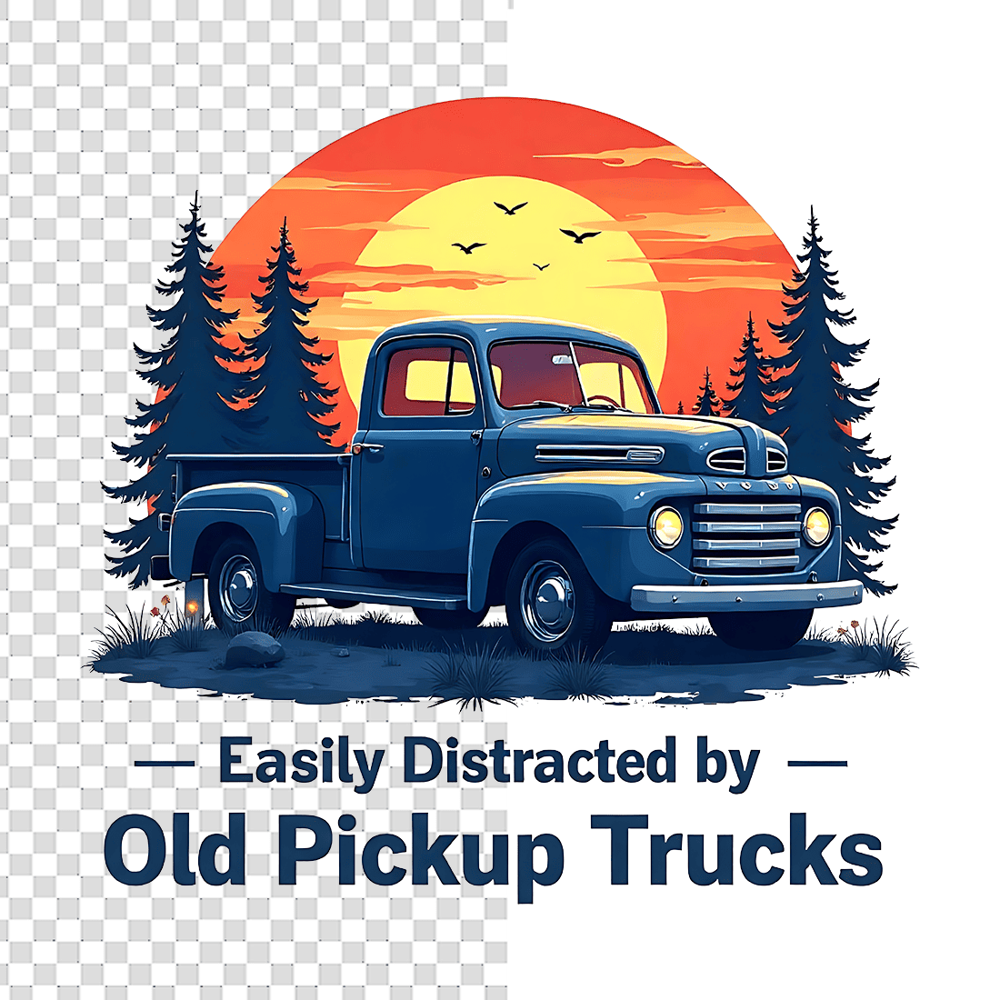 Retro Truck with Forest T-Shirt Design Bundle preview image.