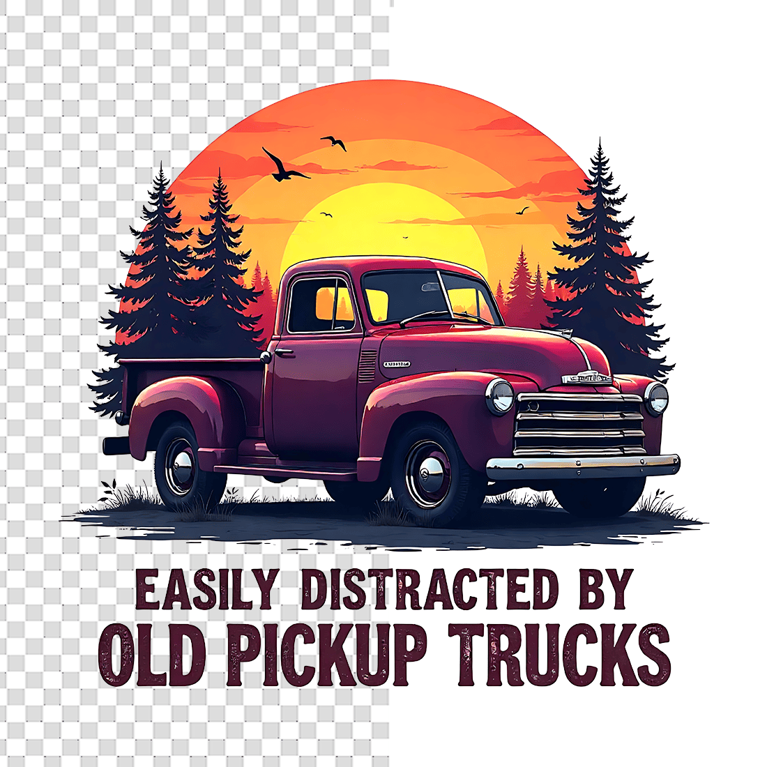 Easily Distracted by Old Pickup Trucks T-Shirt Design Bundle preview image.