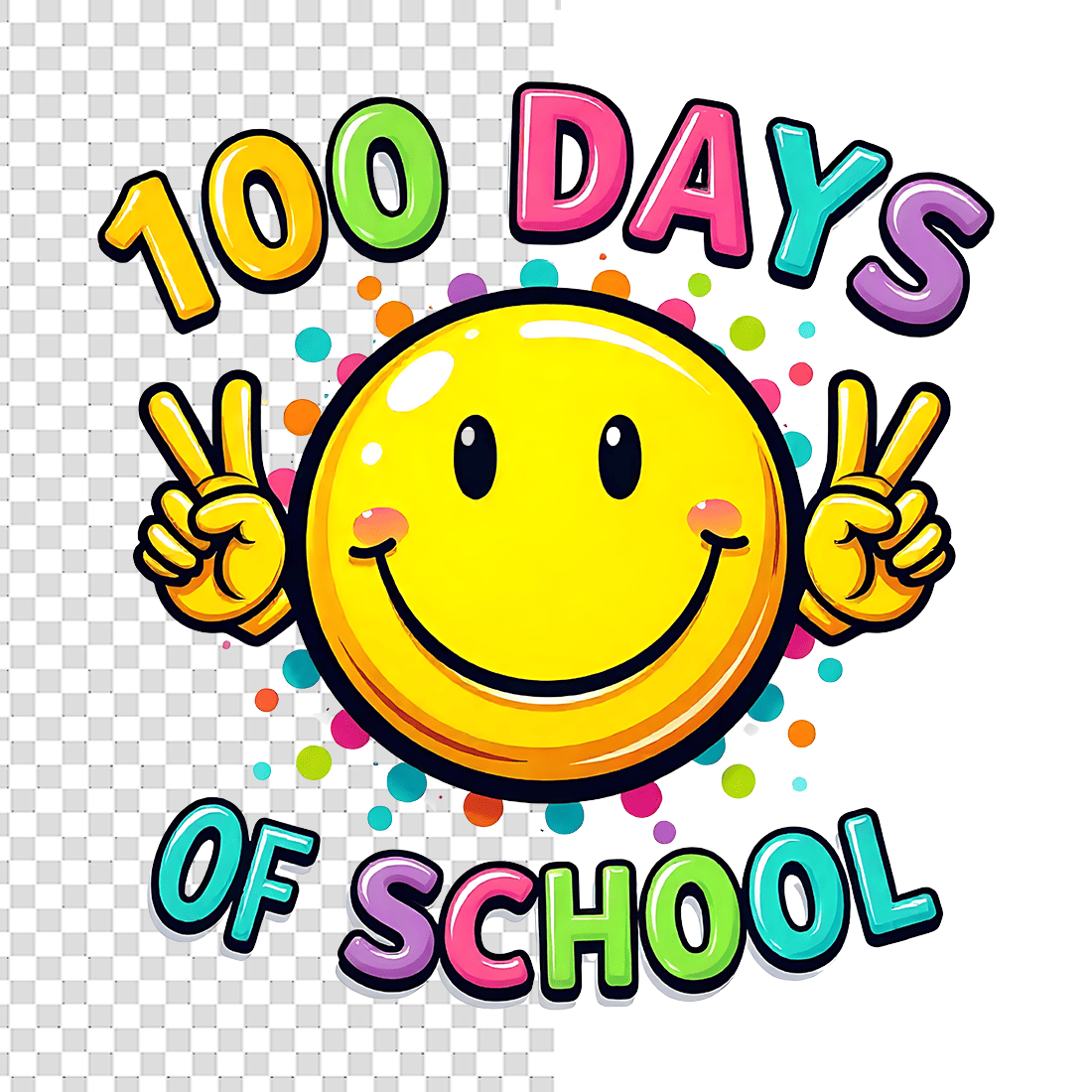 100 Days of School Smiley Face T-Shirt Design Bundle preview image.