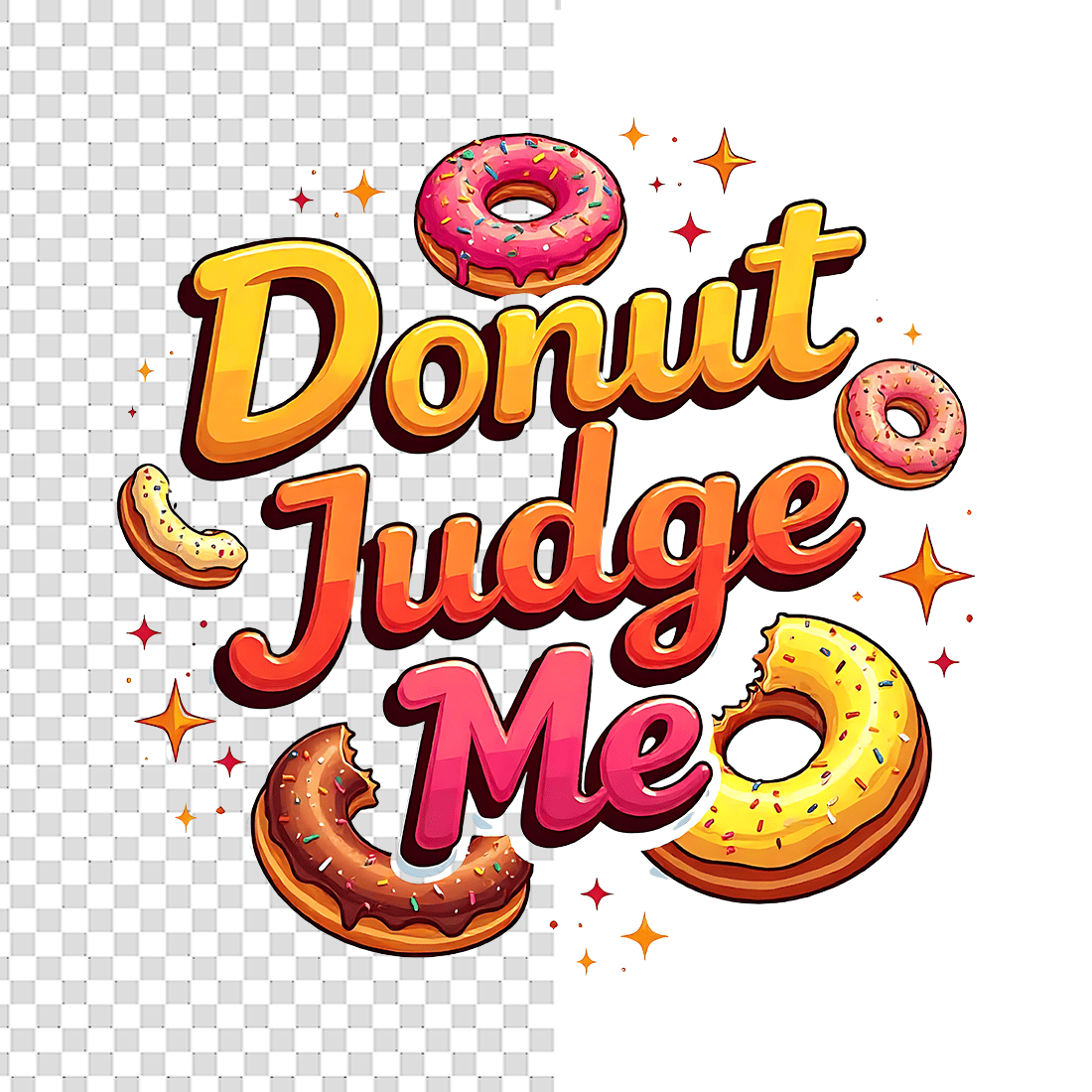 Cute Donut Text T-Shirt Design Bundle preview image.