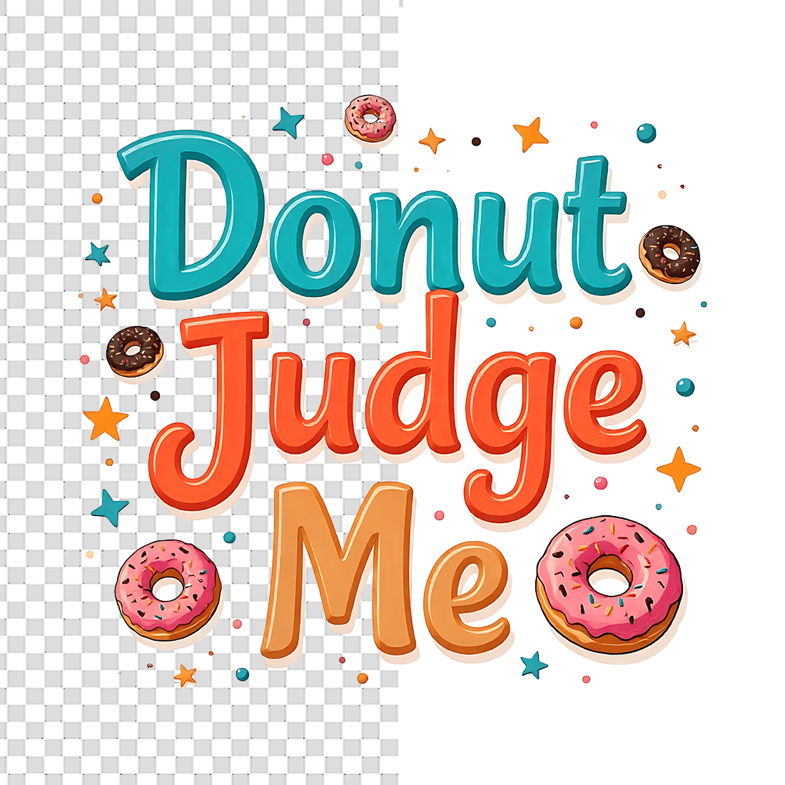 Watercolor Whimsical Donut T-Shirt Design Bundle preview image.