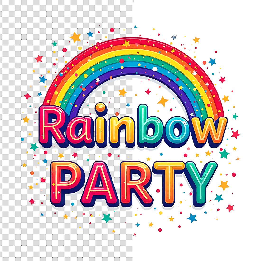 Watercolor Fun Rainbow Party T-Shirt Design Bundle preview image.