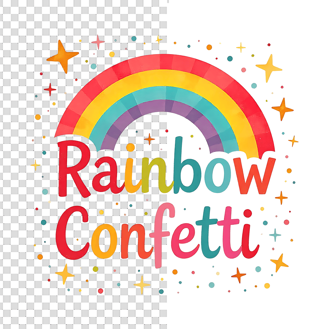 Colorful Rainbow Party Text T-Shirt Design Bundle preview image.