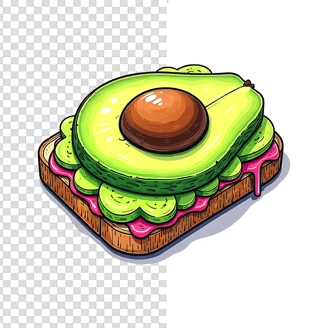 Watercolor Avocado Toast T-Shirt Design Bundle preview image.