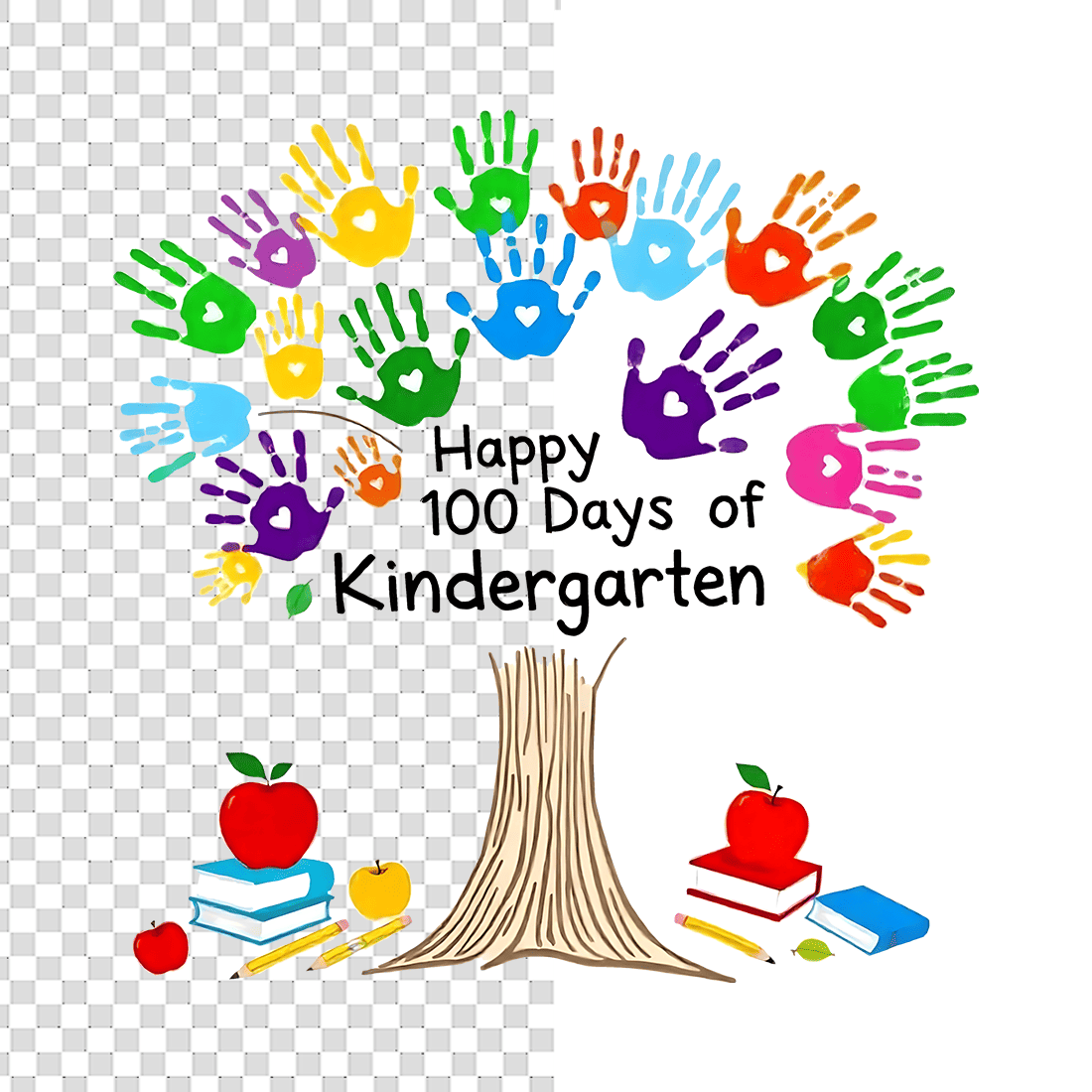 Watercolor 100 Days of Kindergarten T-Shirt Design Bundle preview image.