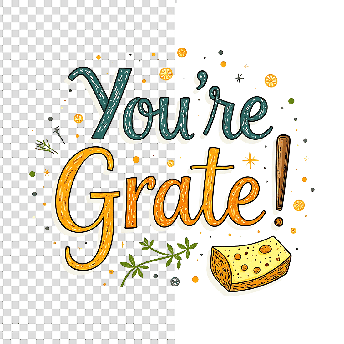 Watercolor You're Grate Cheese T-Shirt Design Bundle preview image.