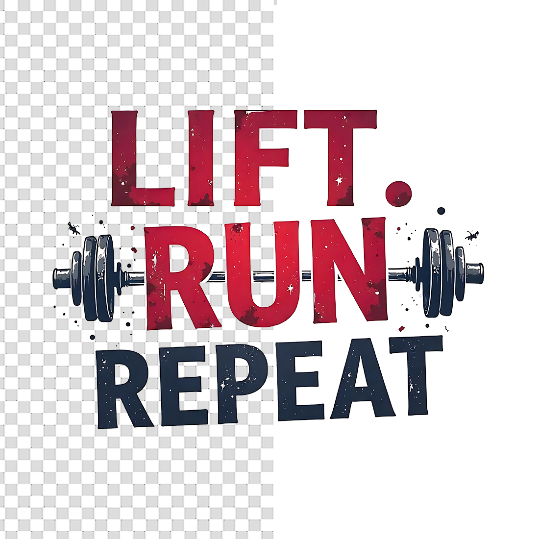 Watercolor Gym Motivation Quote with Barbell T-Shirt Design Bundle preview image.