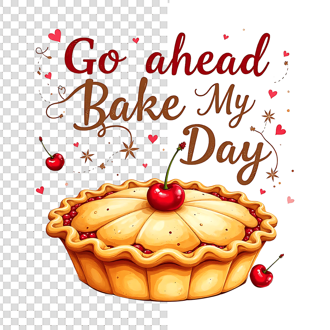 Watercolor Go Ahead Bake My Day Pie T-Shirt Design Bundle preview image.