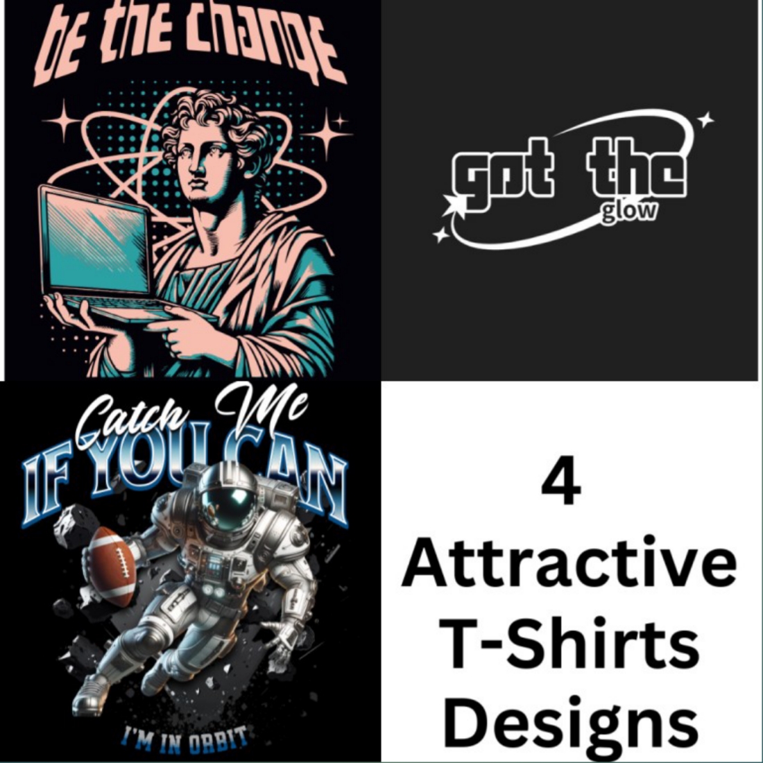 4 Bold & Stylish T-Shirt Designs for Men preview image.