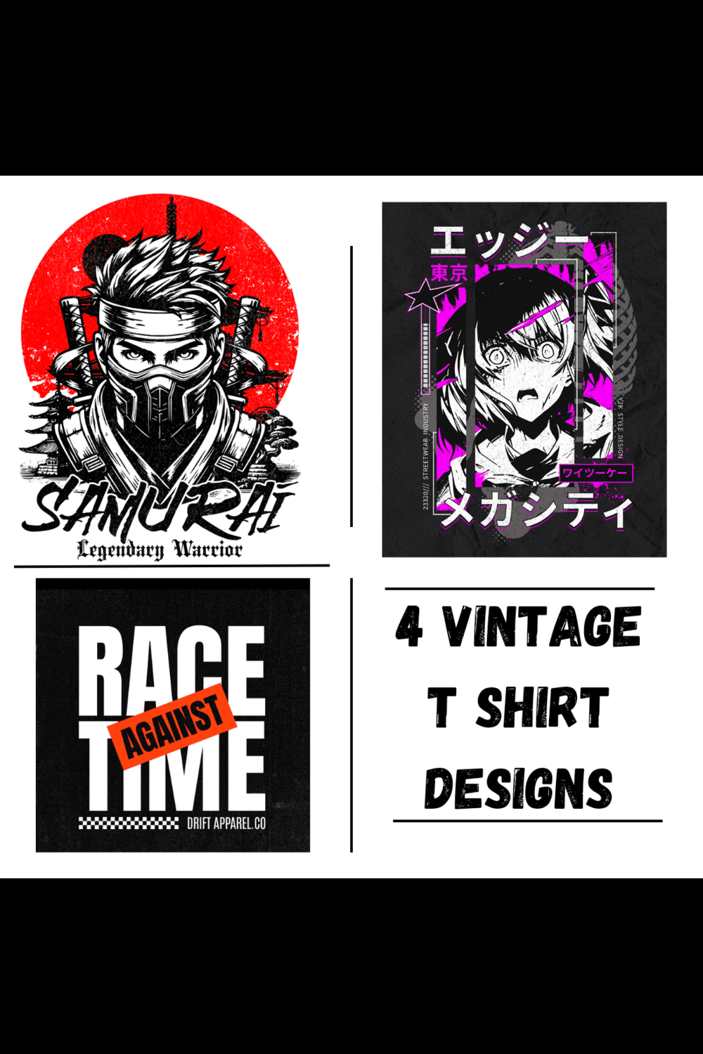 4 Vintage t shirt designs pinterest preview image.