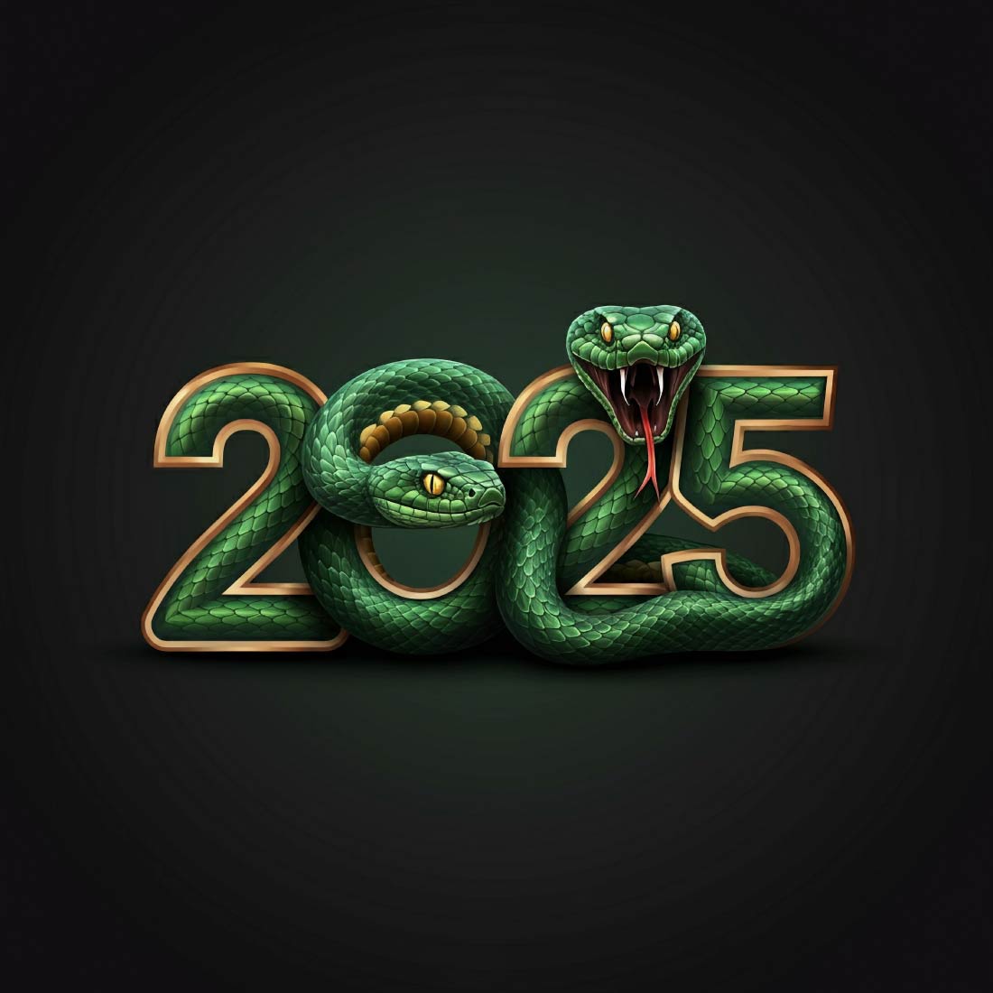 2025 green snake wrapped around bold numbers 4 939