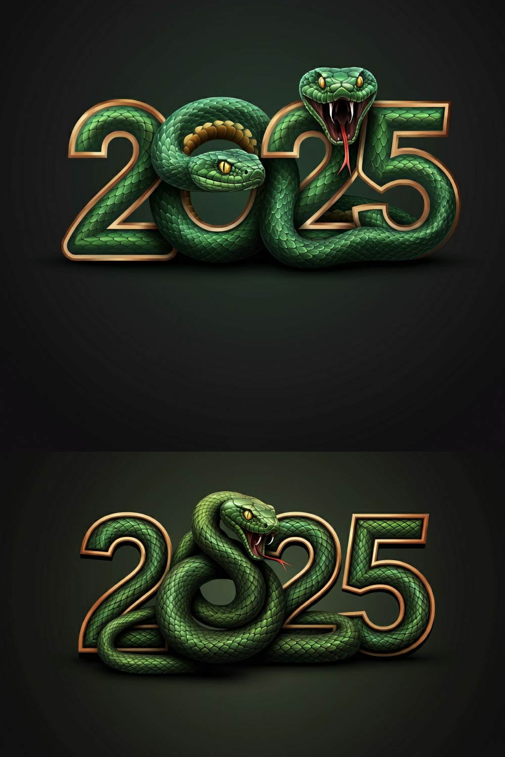 "2025 Green Snake Wrapped Around Bold Numbers" pinterest preview image.