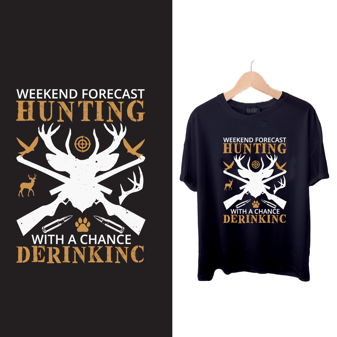 hunting t-shart design preview image.