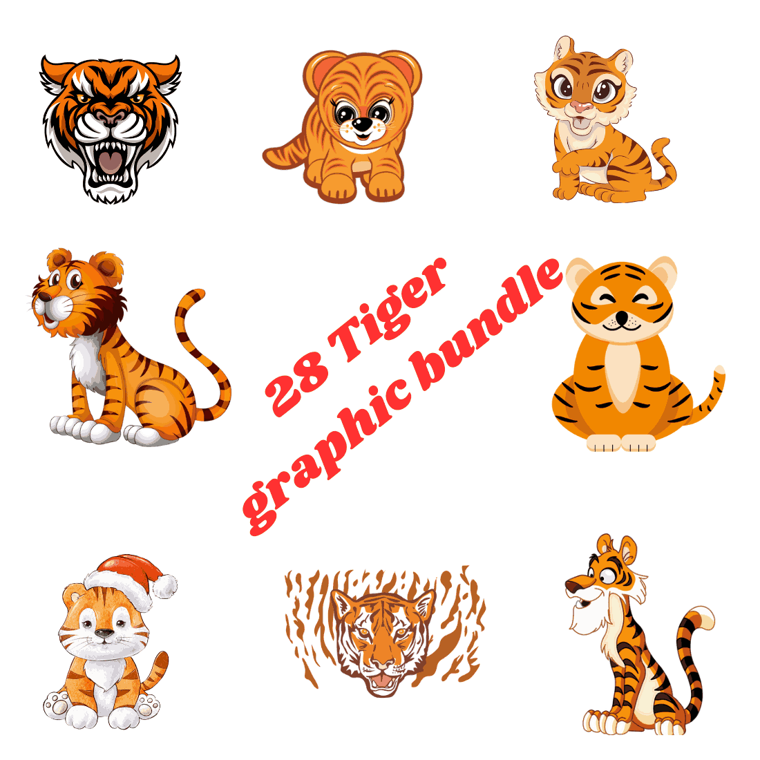 28 Tiger graphic bundle preview image.