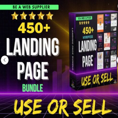 "Transform Your Business with 450+ Editable Landing Pages – Ready to Boost Your Sales!" cover image.