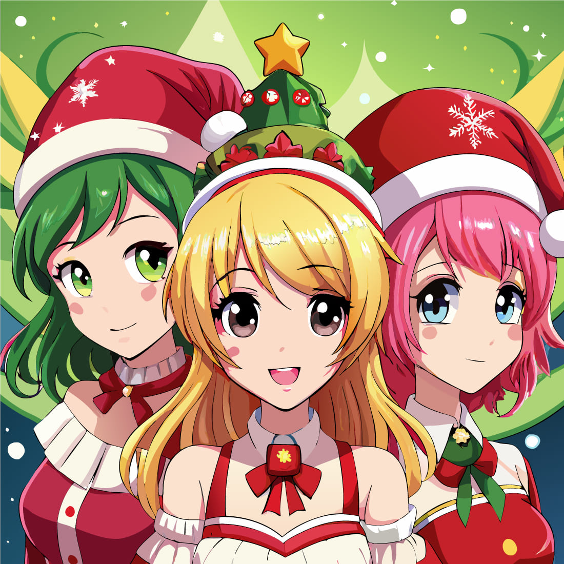 Christmas styled anime girls cover image.