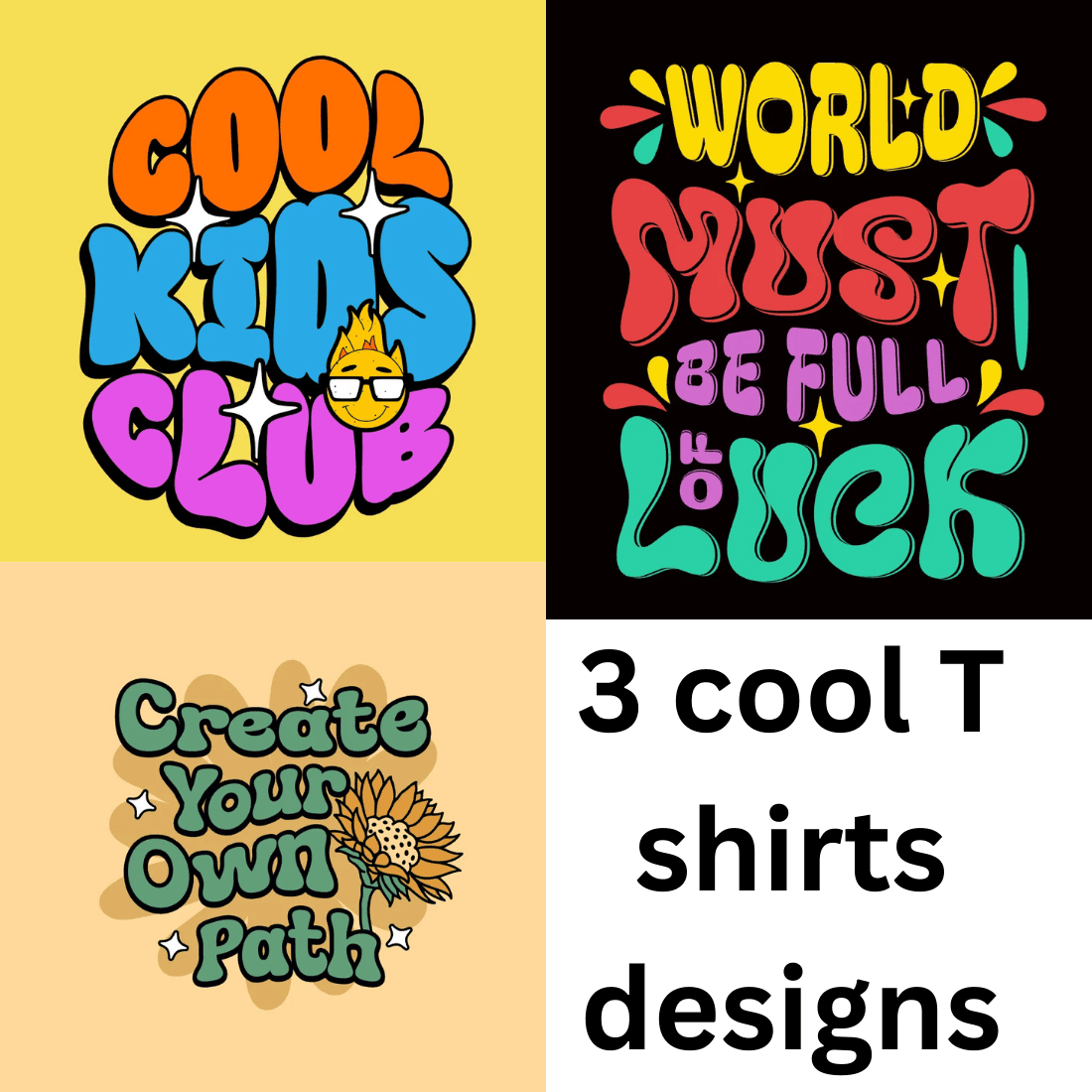 3 cool T-shirt designs preview image.