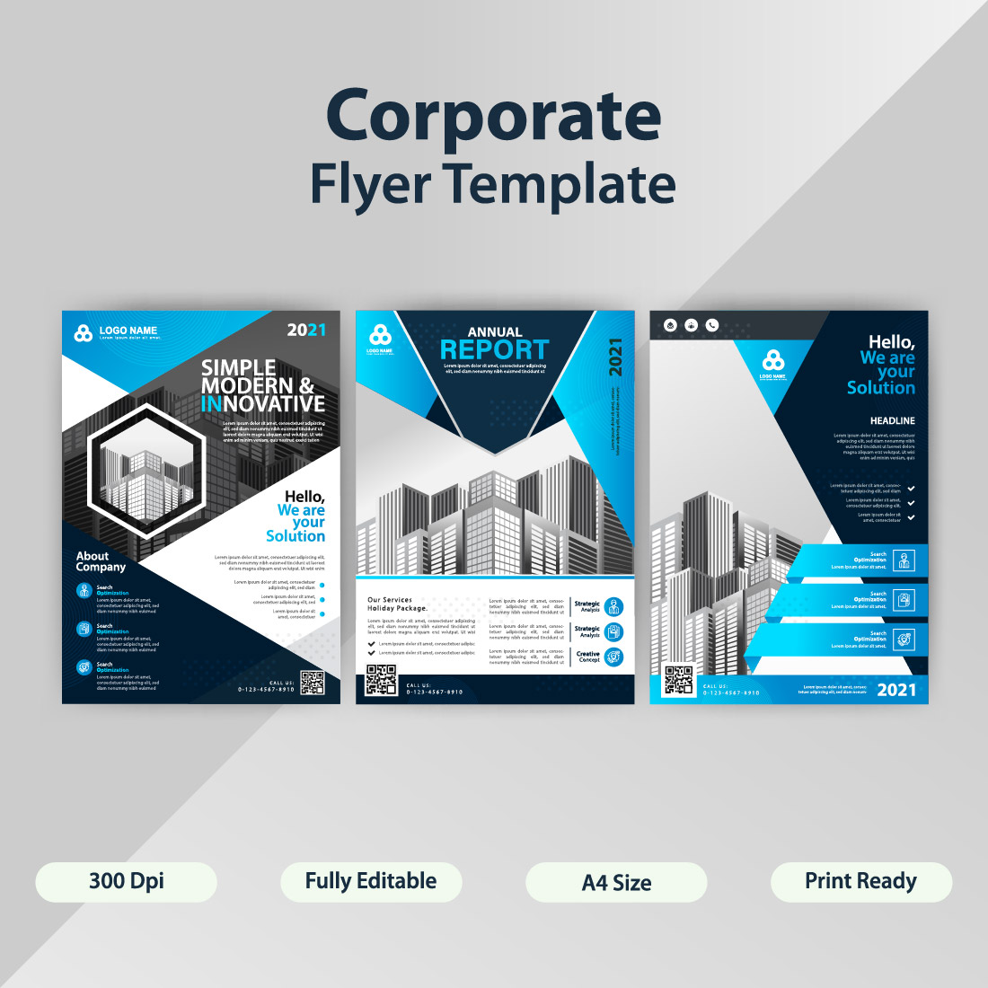 3 Corporate Flyer Design Template - Only $7 preview image.