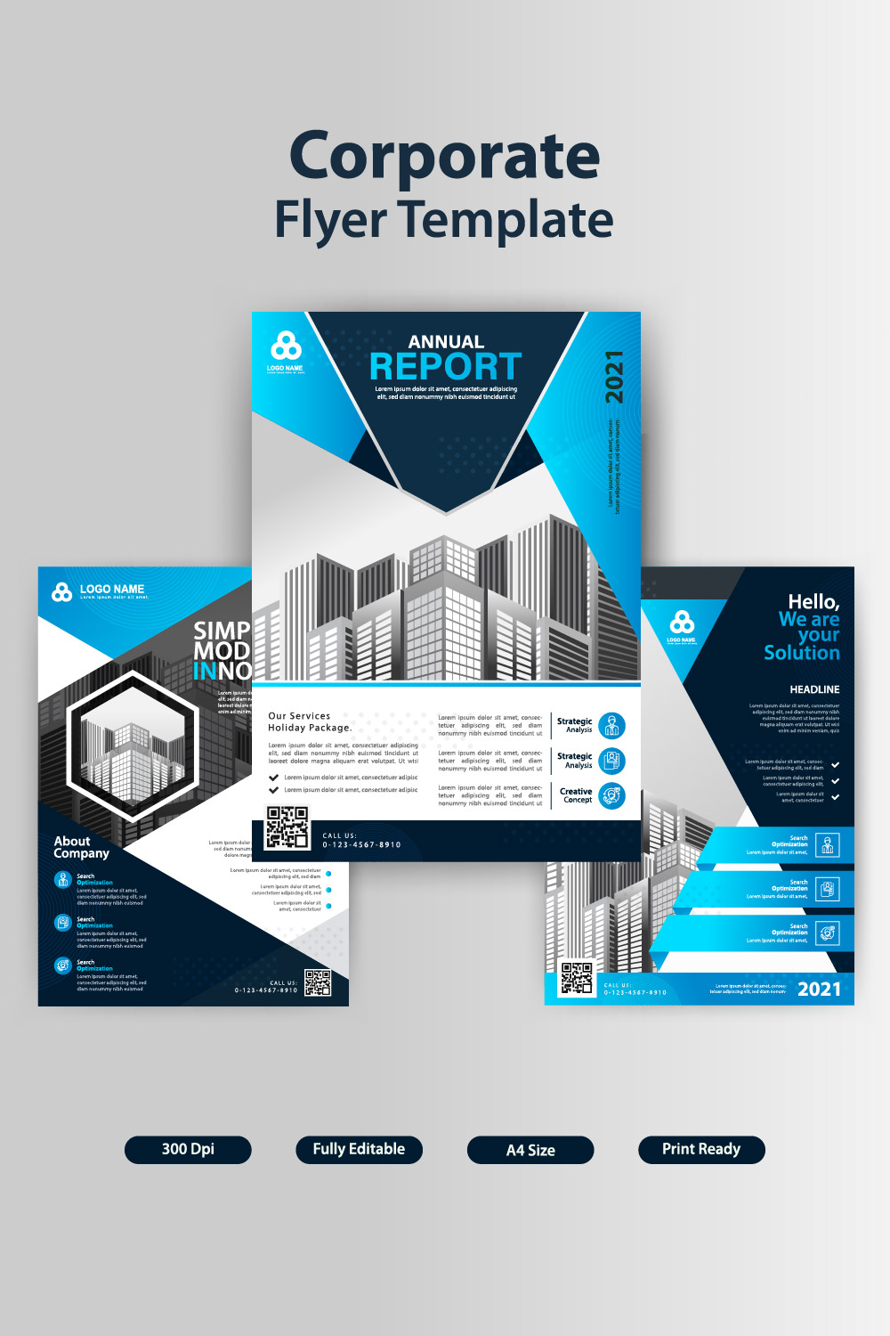 3 Corporate Flyer Design Template - Only $7 pinterest preview image.