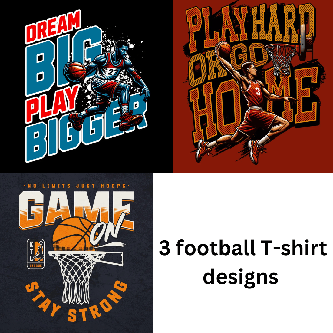 3 football T shirt preview image.