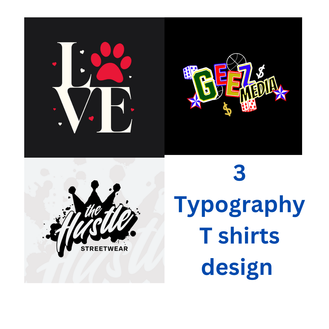 Typography T shirts design preview image.