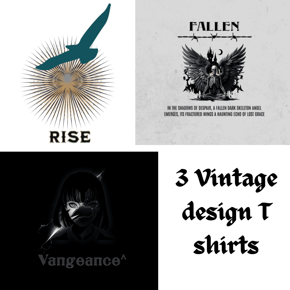 3 Vintage design T shirts cover image.