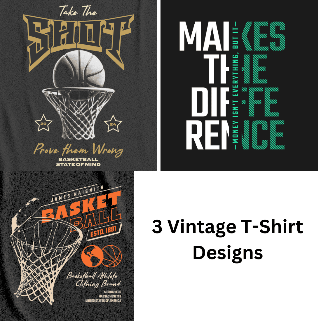 3 Cool Vintage T-Shirt Designs preview image.