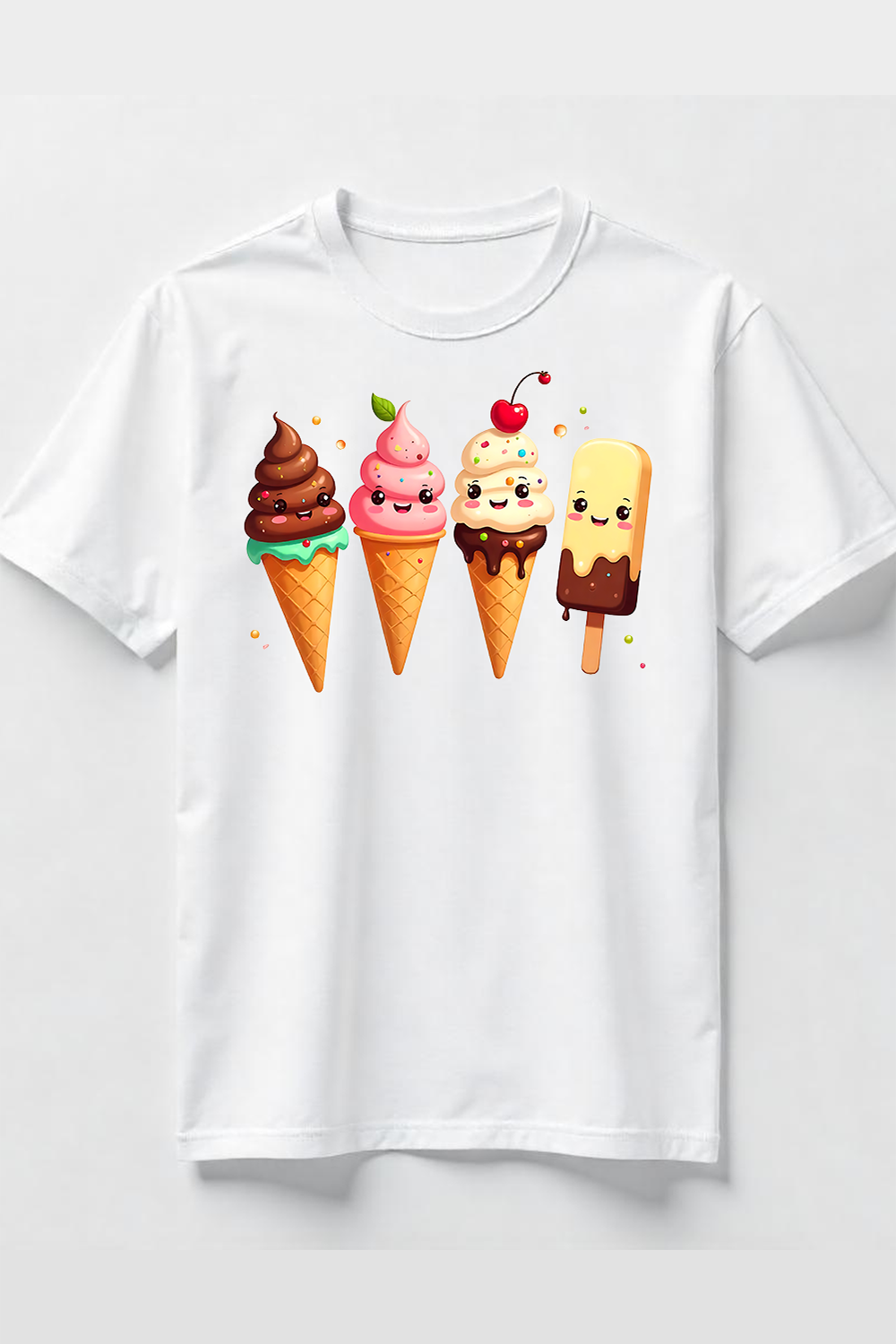 Funny Ice Cream Characters T-Shirt Design Bundle pinterest preview image.