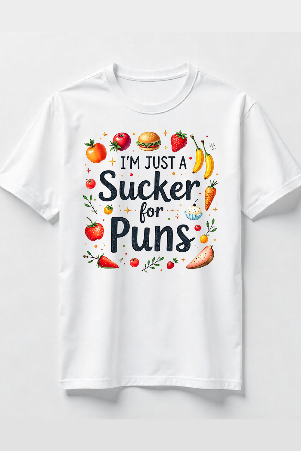 Watercolor I'm Just a Sucker for Puns Food T-Shirt Design Bundle pinterest preview image.