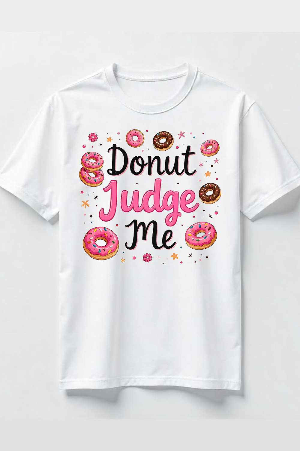 Watercolor Donut Judge Me Typography T-Shirt Design Bundle pinterest preview image.