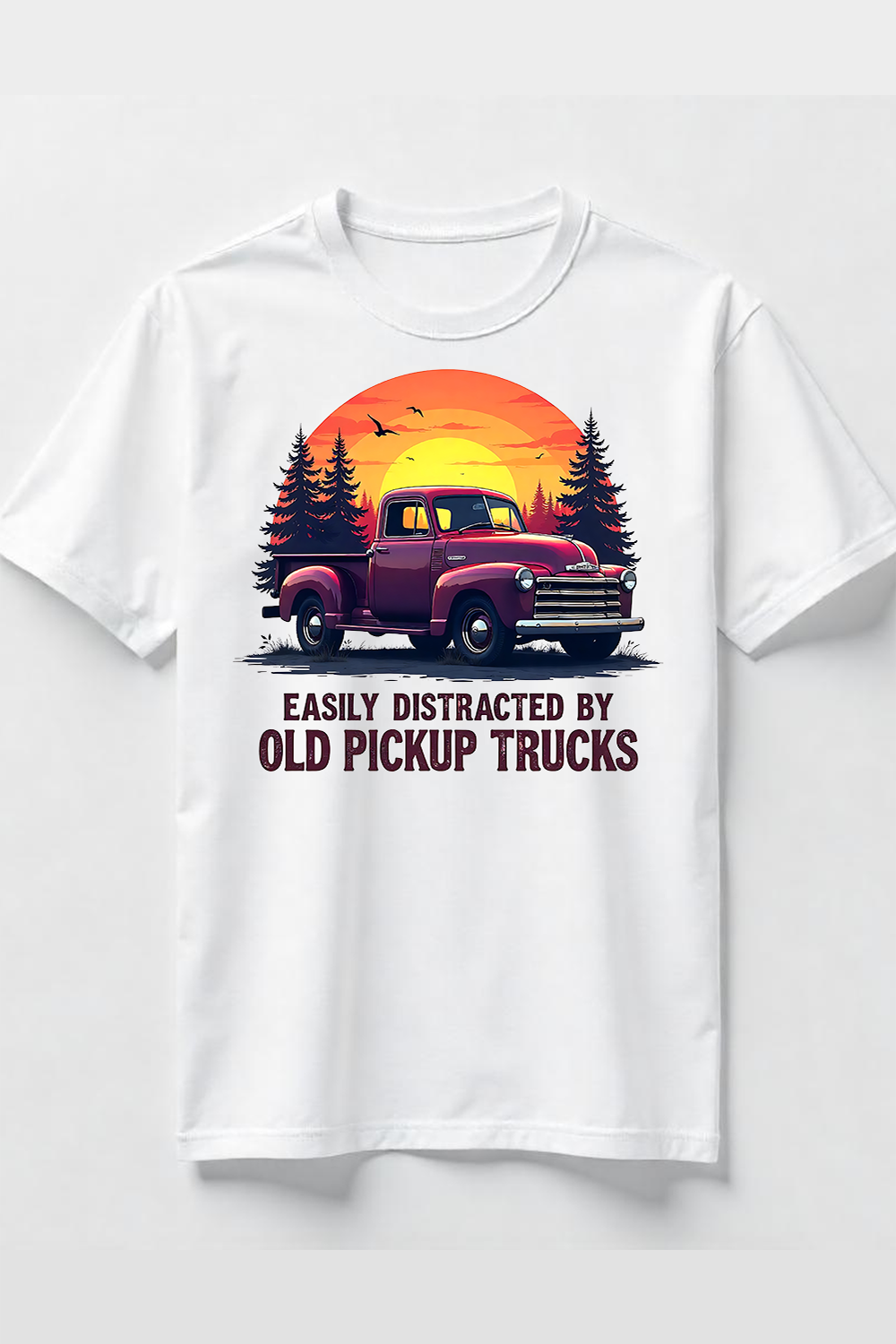 Easily Distracted by Old Pickup Trucks T-Shirt Design Bundle pinterest preview image.