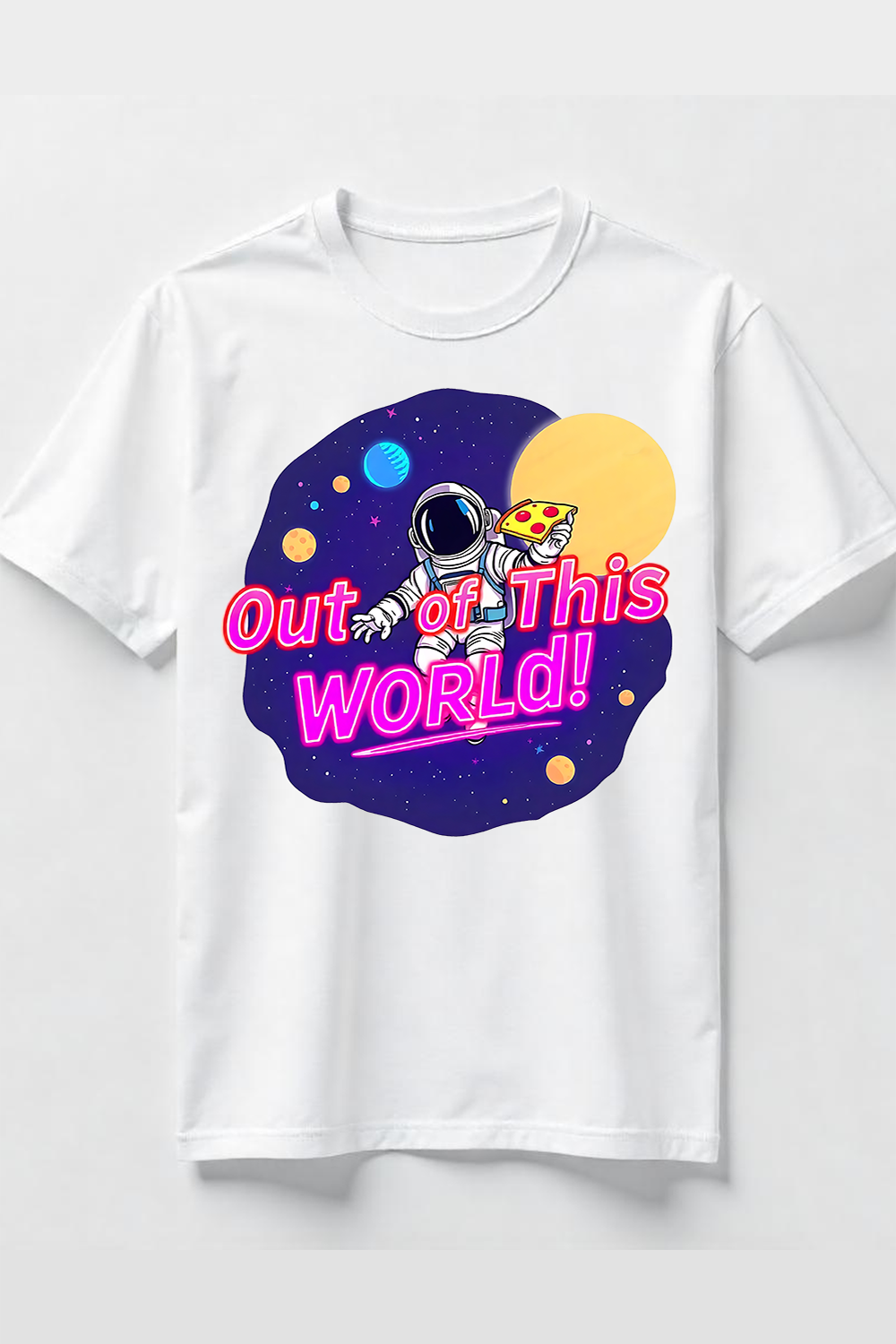 Watercolor Neon Text Effect with Stars T-Shirt Design pinterest preview image.