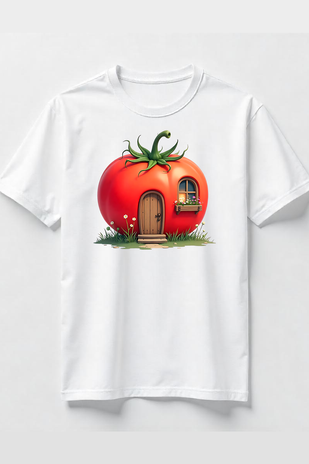 Watercolor Cute Tomato House T-Shirt Design Bundle pinterest preview image.