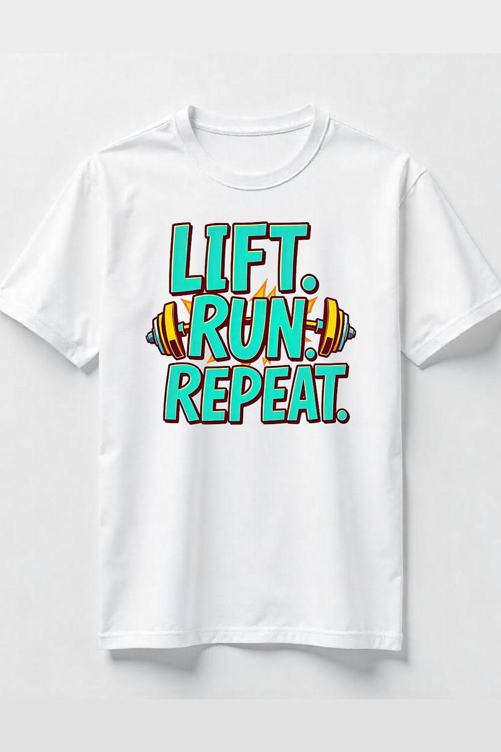 Watercolor Workout Slogan with Barbell T-Shirt Design Bundle pinterest preview image.