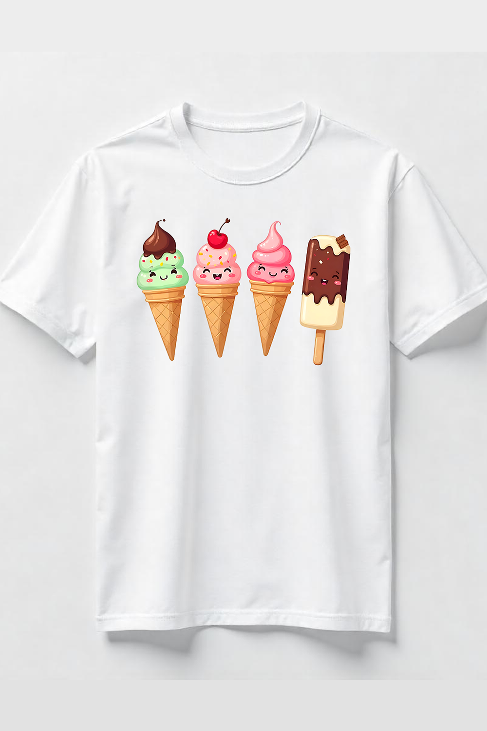 Kawaii Ice Cream T-Shirt Design Bundle pinterest preview image.