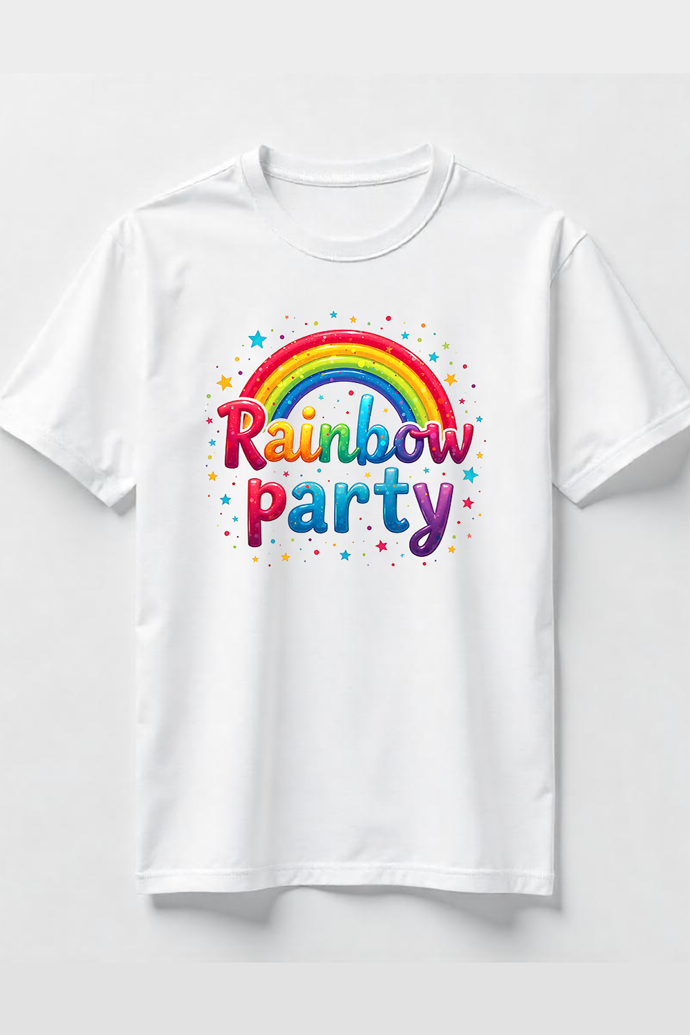 Watercolor Rainbow Party T-Shirt Design Bundle pinterest preview image.