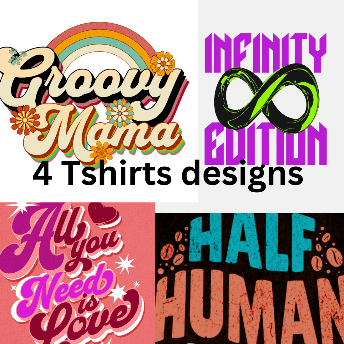 4 amazing Tshirts designs preview image.