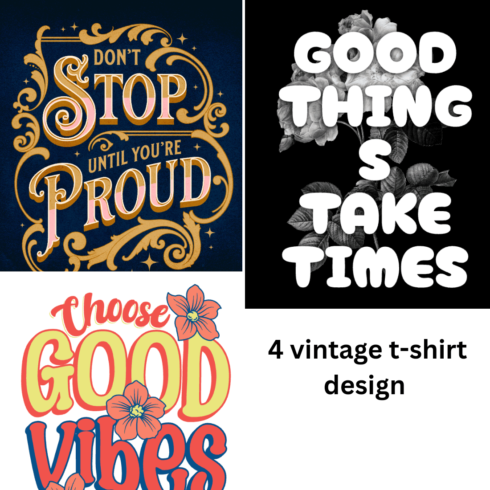 4 vintage t-shirt design cover image.