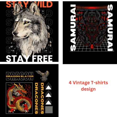 4 Vintage T-shirt design cover image.