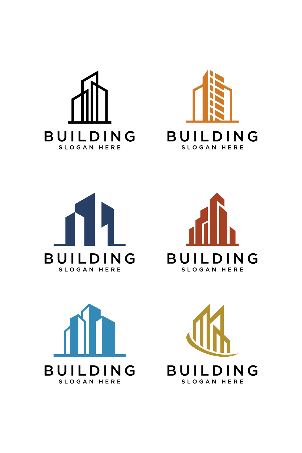 set of Building logo design vector template pinterest preview image.