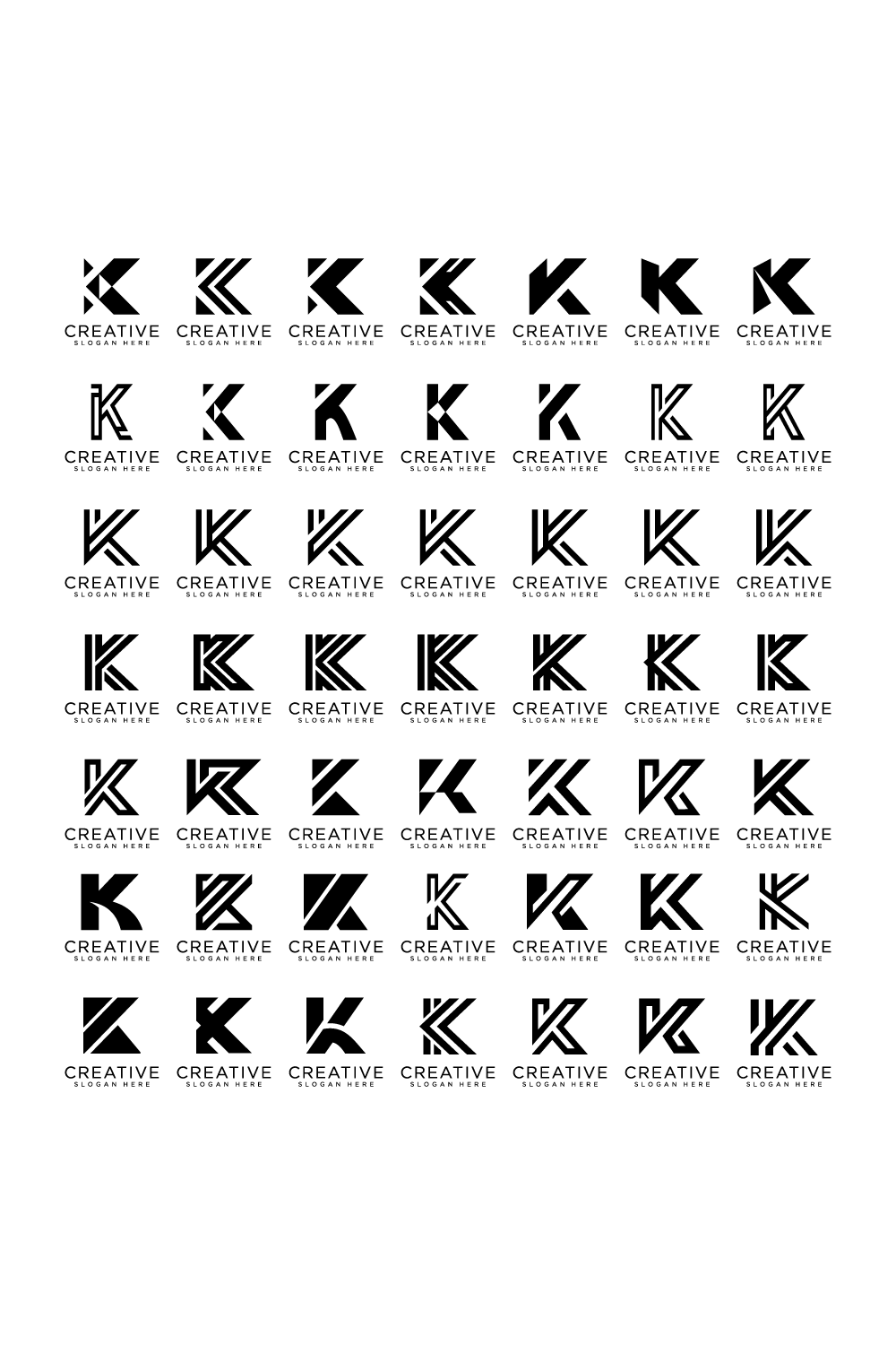 set of initial letter k pinterest preview image.