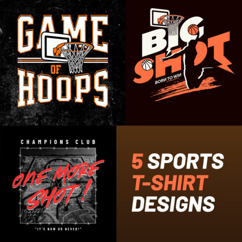 5 Sports T-Shirt Designs cover image.