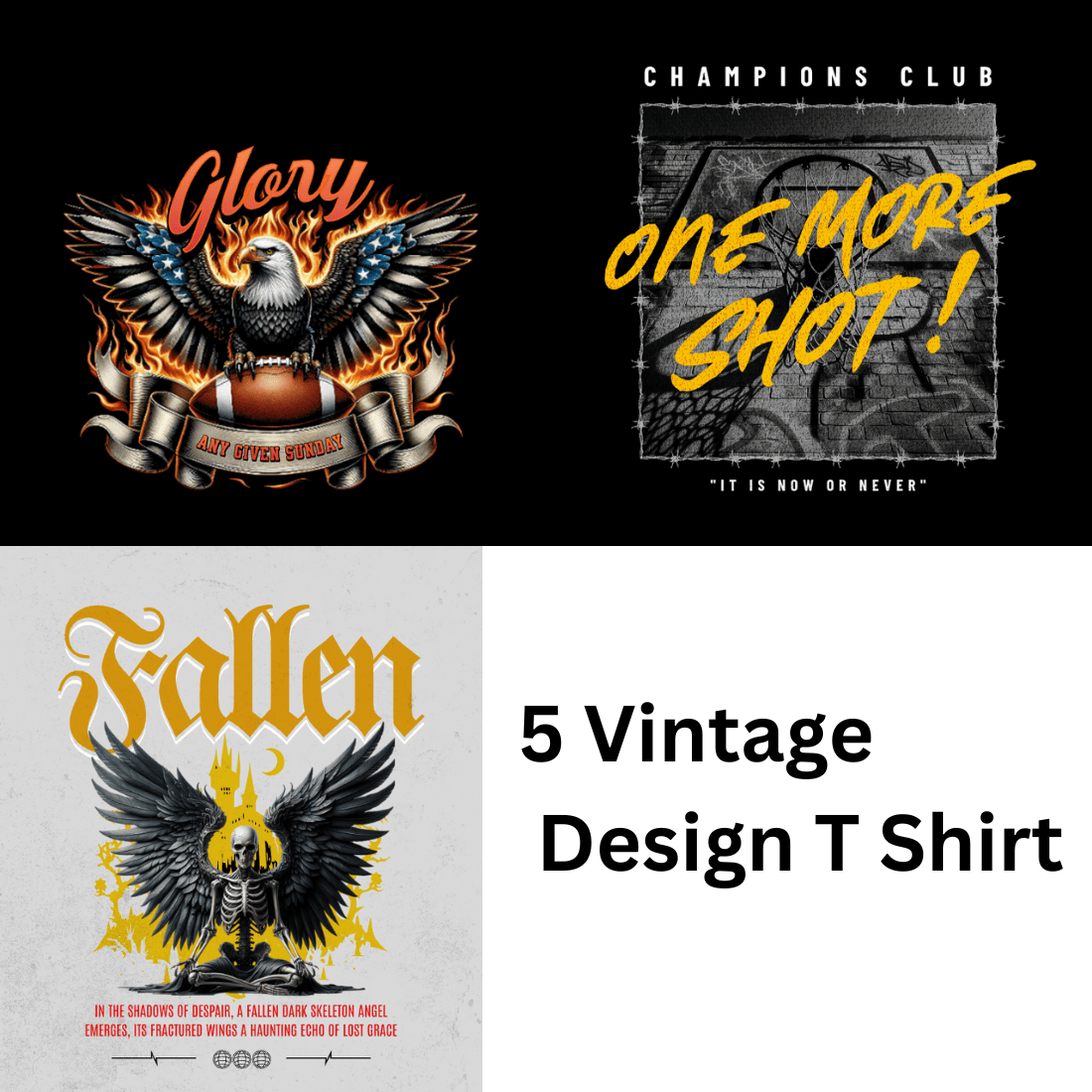 5 Vintage T shirt design cover image.