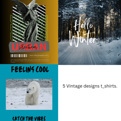 5 Vintage designs t_shirts cover image.
